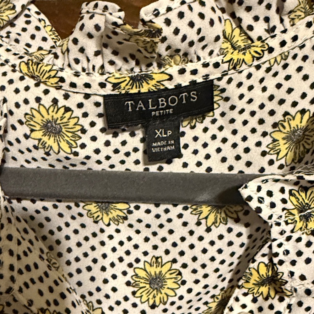 Talbots Yellow Floral Ruffle Top - Picture 2 of 5